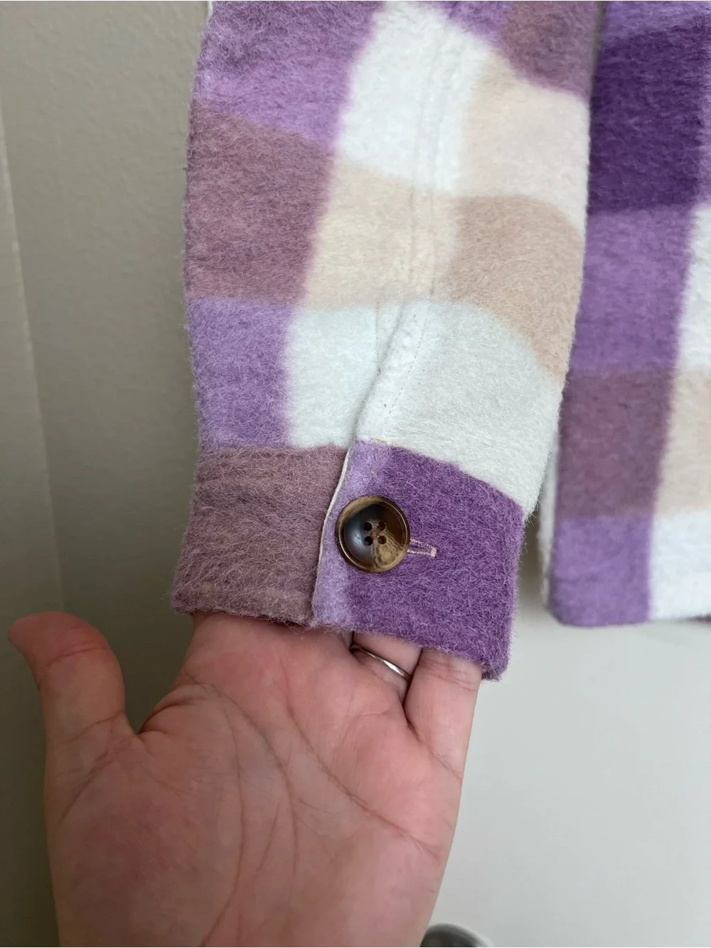 DSG Purple Plaid Fleece Shacket Jacket Oversized Button Up L
